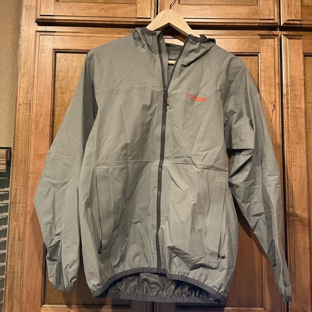 Gray SITKA rain jacket